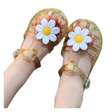 Wesracia Girls Sandals Children Baby Kids Girls Summer Solid Beach Flowers Sandals Princess Shoes