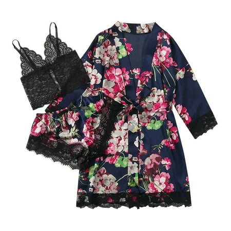 KDDYLITQ Sleepwear for Women Top and Shorts Loungewear Nightwear with Robe 2 Piece PJ Sets Pajama Set Navy XL
KDDYLITQ Sleepwear for Women Top and Shorts Loungewear Nightwear with Robe 2 Piece PJ Sets Pajama Set Navy XL