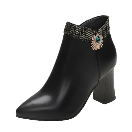 nsendm Boots for Women No Heel Ladies Fashion Leather British Style Rhinestone Side Zipper Chunky Womens Boots Flat Shoes Black 7
nsendm Boots for Women No Heel Ladies Fashion Leather British Style Rhinestone Side Zipper Chunky Womens Boots Flat Shoes Black 7