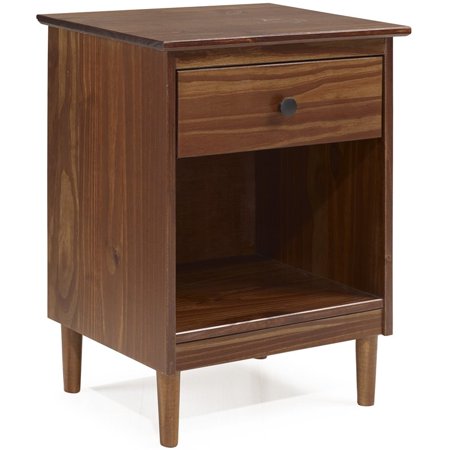 Walker Edison 1 Drawer Solid Wood Nightstand in Walnut