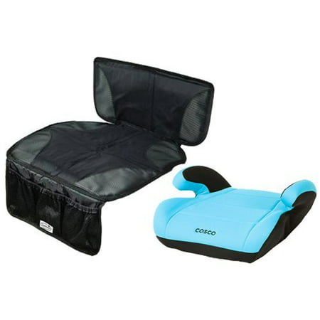 Cosco Juvenile Top Side Booster Seat with Car Seat Protector Mat, Turquoise