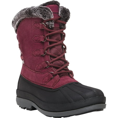 Women s Propet Lumi Tall Lace Duck Boot Berry Suede 6 B
