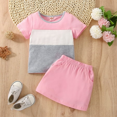 Hunpta Toddler Kids Girls Clothes Casual Color Matching Short Sleeves Top Soild Skirt 2PCS Outfits Set
Hunpta Toddler Kids Girls Clothes Casual Color Matching Short Sleeves Top Soild Skirt 2PCS Outfits Set