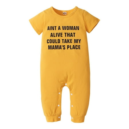 Newborn Baby Boys Romper Jumpsuit Onesies Bodysuit Round Neck Short Sleeve Letter Print Button Snap Design Romper 6-10Months Yellow
Newborn Baby Boys Romper Jumpsuit Onesies Bodysuit Round Neck Short Sleeve Letter Print Button Snap Design Romper 6-10Months Yellow