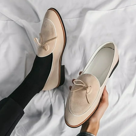 GZYUZY Stylish Men‘s Fashion Shoes - Elegant Creamy-white Suede Loafers with Bow Tie Decor Trendy Slip-On Dress Shoes for Gentleman High-Quality Casual Footwear for Daily Wear
GZYUZY Stylish Men‘s Fashion Shoes - Elegant Creamy-white Suede Loafers with Bow Tie Decor Trendy Slip-On Dress Shoes for Gentleman High-Quality Casual Footwear for Daily Wear