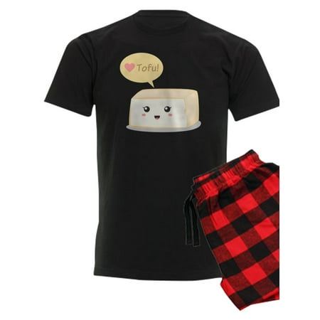 CafePress - Kawaii Tofu Asking People To L - Men s Dark Pajamas