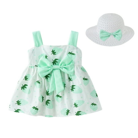 EHTMSAK Infant Baby Toddler Children Girl Clothing Set Bow Summer Outfits Floral and Set Short Sleeve with Sun Hat Green 6M-4Y 90
EHTMSAK Infant Baby Toddler Children Girl Clothing Set Bow Summer Outfits Floral and Set Short Sleeve with Sun Hat Green 6M-4Y 90
