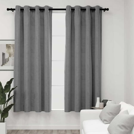 

WONISOLI Blackout Curtains with Rings 2 pcs Gray 54 x63 Velvet