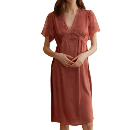 Homgro Women s Short Sleeve Nightgown Summer Soft Lace Sleepwear Sexy Cutout Sheer V Neck Nighty Caramel Small
Homgro Women s Short Sleeve Nightgown Summer Soft Lace Sleepwear Sexy Cutout Sheer V Neck Nighty Caramel Small