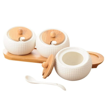 1 Set Household Seasoning Jars Condiment Canisters Condiment Holders (White)