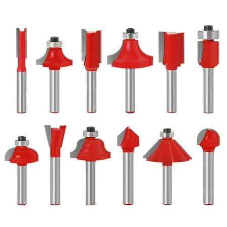 Feiruifan Solid Anti-kickback Easy to Operate 12Pcs 6mm/8mm/1/4 Wood Milling Cutter Solid High Temperature Resistance Power Tool Accessories High Hardness Woodworking Cutter for Sculpture