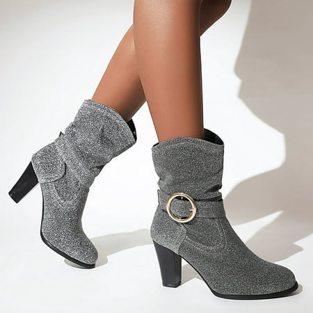 ZMHEGW Women Boots Pointed Toe High Heel Pumps Heel Slip On Ankle Boots Shoes