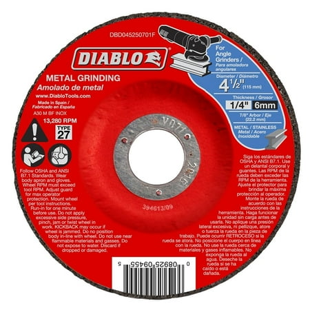 New Diablo DBD045250701F Aluminum Oxide Type 27 Metal Grinding Wheel 4-1/2 Dia Each
New Diablo DBD045250701F Aluminum Oxide Type 27 Metal Grinding Wheel 4-1/2 Dia Each