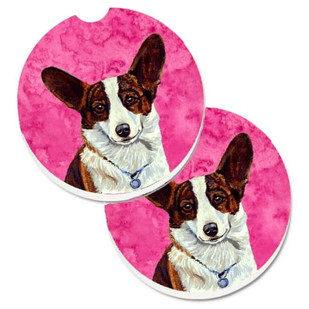 Pink Corgi Set of 2 Cup Holder Car Coaster