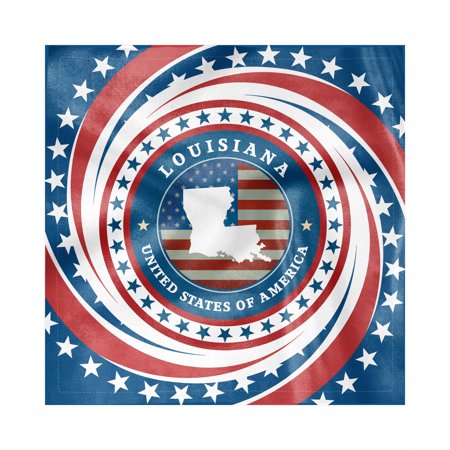 Louisiana Napkins Set of 4, Spiral Old Glory Themed Stripes with a Silhouette of Pelican State, Silky Satin Fabric for Brunch Dinner Buffet Party, by Ambesonne