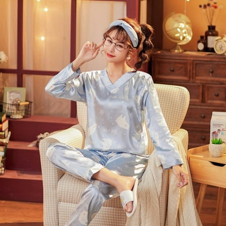 PIKADINGNIS Pajamas for Women Autumn New Womens Silk Long Sleeve Loose Print Christmas Women Sleepwear Set Long Pants Home Clothes
PIKADINGNIS Pajamas for Women Autumn New Womens Silk Long Sleeve Loose Print Christmas Women Sleepwear Set Long Pants Home Clothes