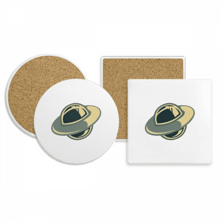 Universe Alien Monster UFO Coaster Cup Mug Holder Absorbent Stone Cork Base Set