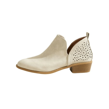 Frontwalk Womens Ankle Boots Low Heels Stacked Heel Booties Slip On Casual Shoes Walking Fashion Ladies Cutout Beige 8
Frontwalk Womens Ankle Boots Low Heels Stacked Heel Booties Slip On Casual Shoes Walking Fashion Ladies Cutout Beige 8