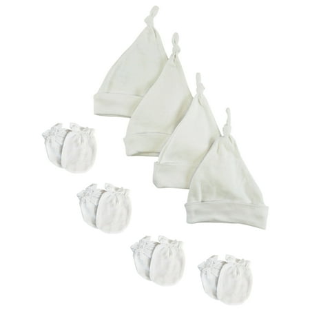 Bambini Layette Unisex Knotted Caps and Mittens - 8 pc Set