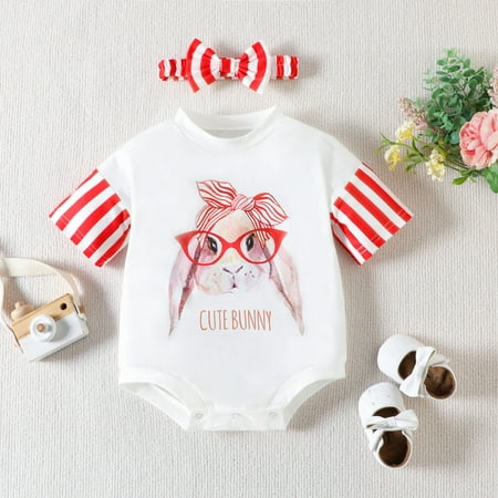NIUREDLTD Boys Girls Easter Short Sleeve Cartoon Rabbit Printed Pullover Romper Bodysuits Headbands Set
NIUREDLTD Boys Girls Easter Short Sleeve Cartoon Rabbit Printed Pullover Romper Bodysuits Headbands Set