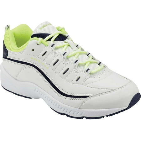 Women s Easy Spirit Romy Walking Sneaker White/Navy/Neon Leather 8 W
