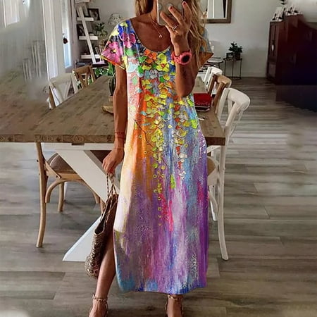 cllios Women s Bohemian Floral Printed Wrap O Neck Short Sleeve Split Vintage Floral Short Sleeve Print Long Dress for Women 2022
cllios Women s Bohemian Floral Printed Wrap O Neck Short Sleeve Split Vintage Floral Short Sleeve Print Long Dress for Women 2022
