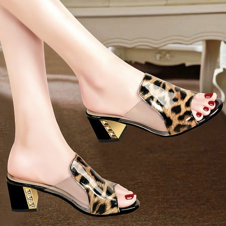 Women‘s Leopard Print High Heel Sandals Fashion Peep Toe Slip On Chunky Heel Slides Shoes Sexy Transparent Slippers
Women‘s Leopard Print High Heel Sandals Fashion Peep Toe Slip On Chunky Heel Slides Shoes Sexy Transparent Slippers