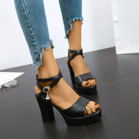 jjayotai Women Shoes Clearance Women s Summer Casual Round-toe Sandals High-heeled Platform Metal Buckle Fashion Sandals Rollbacks Black
jjayotai Women Shoes Clearance Women s Summer Casual Round-toe Sandals High-heeled Platform Metal Buckle Fashion Sandals Rollbacks Black