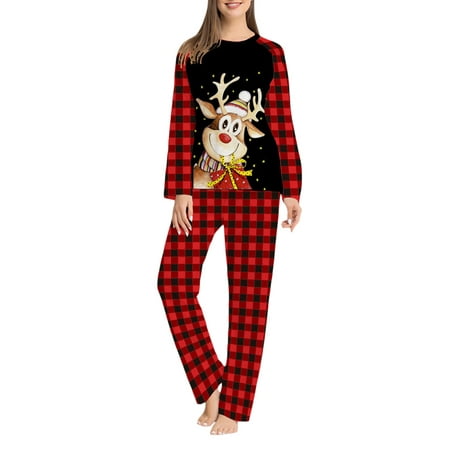 Eyicmarn Family Matching Christmas Pajamas Cartoon Elk Print Long-Sleeved Tops + Elastic Waist Plaid Pattern Trousers
Eyicmarn Family Matching Christmas Pajamas Cartoon Elk Print Long-Sleeved Tops + Elastic Waist Plaid Pattern Trousers