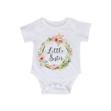 Sunisery Newborn Toddler Baby Girls Sister Clothes Short Sleeve Letter Print Romper T-shirt For Summer Little Sister 3-6 Months
Sunisery Newborn Toddler Baby Girls Sister Clothes Short Sleeve Letter Print Romper T-shirt For Summer Little Sister 3-6 Months