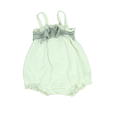 Pre-owned Janie and Jack Girls White | Navy Romper size: 0-3 Months