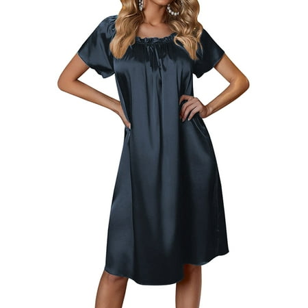 Colisha Women Sleep Dress Short Sleeve Nightgowns Crew Neck Night Gowns Comfy Nightdress Satin Sleepwear Navy Blue XL
Colisha Women Sleep Dress Short Sleeve Nightgowns Crew Neck Night Gowns Comfy Nightdress Satin Sleepwear Navy Blue XL