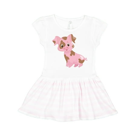 Inktastic Cute Smiling Pig with Mud Splatter Gift Toddler Girl Dress