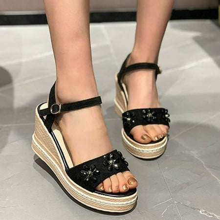 YTJX Ladies Shoes Wedge Heel Fish Mouth Breathable Buckle Strap Rhinestone Flowers Sandals
YTJX Ladies Shoes Wedge Heel Fish Mouth Breathable Buckle Strap Rhinestone Flowers Sandals