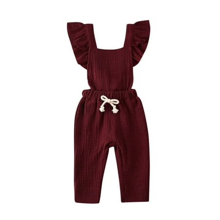 One opening Baby Girls Solid Strap Jumpsuit Sleeveless Ruffle Backless Romper Cotton Bodysuit Overalls Clothes
One opening Baby Girls Solid Strap Jumpsuit Sleeveless Ruffle Backless Romper Cotton Bodysuit Overalls Clothes