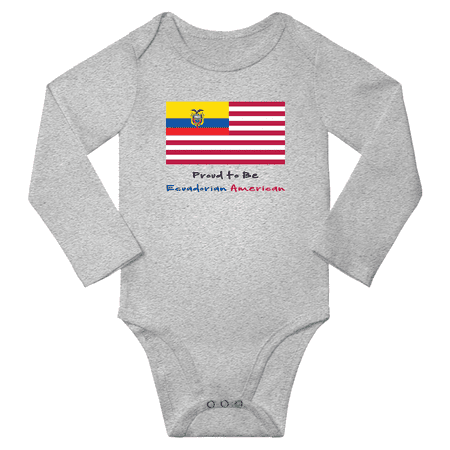 Proud to be Ecuadorian American Baby Long Slevve Bodysuits Unisex Gifts (Gray 12-18 Months)