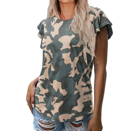 Summer Womens Floral Crew Neck T-Shirts Trendy Ruffle Cap Sleeve Tunic Tops Comfy Soft Tee Loose Fit Blouses for Leggings
Summer Womens Floral Crew Neck T-Shirts Trendy Ruffle Cap Sleeve Tunic Tops Comfy Soft Tee Loose Fit Blouses for Leggings