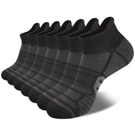 COOVAN Mens Ankle Athletic Socks 7 Pack Low Cut Cushioned Breathable Running Sports Socks