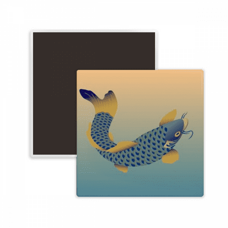 Painting Culture Blue Fish Square Ceracs Fridge Magnet Keepsake Memento