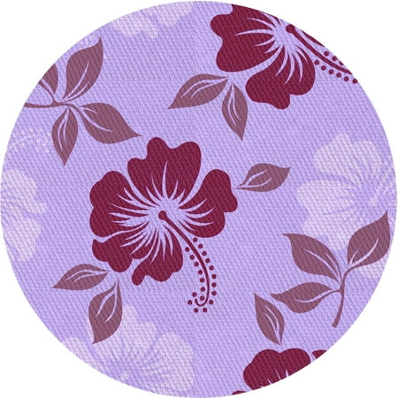 Ahgly Company Indoor Round Patterned Orchid Purple Area Rugs 5 Round