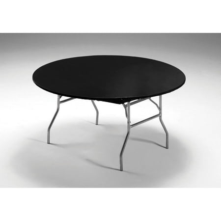 Club Pack of 12 Black Stay Put Round Disposable Plastic Party Table Covers 60