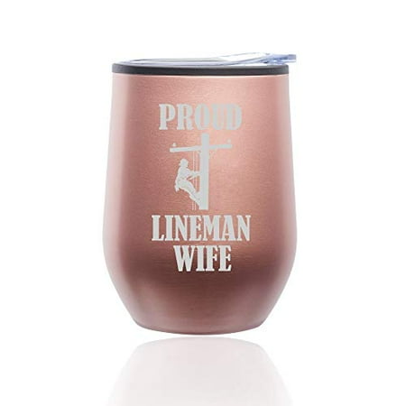 Stemless Wine Tumbler Coffee Travel Mug Glass with Lid Proud Lineman Wife (Rose Gold)
Stemless Wine Tumbler Coffee Travel Mug Glass with Lid Proud Lineman Wife (Rose Gold)