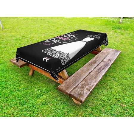 Bridal Shower Outdoor Tablecloth Happy Bride Day Quote Wedding Dress Swirls Celebration Art Print Decorative Washable Fabric Picnic Tablecloth 58 X 104 Inches Black White and Pink by Ambesonne
Bridal Shower Outdoor Tablecloth Happy Bride Day Quote Wedding Dress Swirls Celebration Art Print Decorative Washable Fabric Picnic Tablecloth 58 X 104 Inches Black White and Pink by Ambesonne