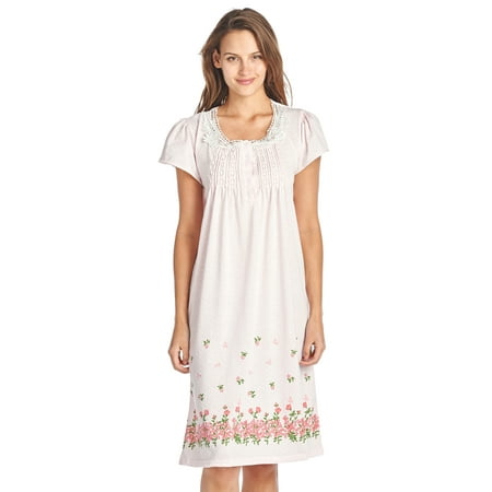 Casual Nights Women s Flowery Short Sleeve Nightgown