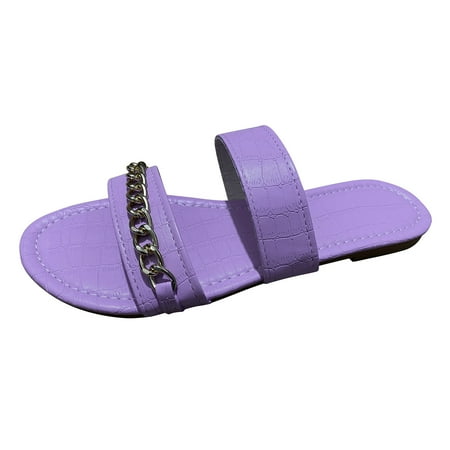 Daznico Womens Sandals Ladies Solid Color Leather Open Toe Metal Chain Decoration Flat Slippers ( Purple 9 )
Daznico Womens Sandals Ladies Solid Color Leather Open Toe Metal Chain Decoration Flat Slippers ( Purple 9 )