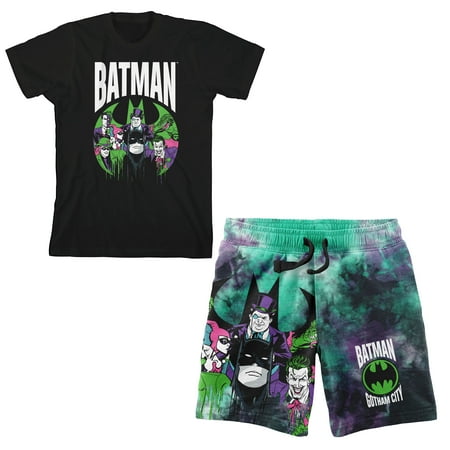 Batman Caped Crusader Boy s Tee And Pajama Shorts Set-XXL