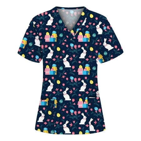 Alrise Navy Summer Plus Size Scrubs Top for Women Fashion Print Short Sleeve T-Shirt V-Neck Pockets Workwear Blouse Medium
Alrise Navy Summer Plus Size Scrubs Top for Women Fashion Print Short Sleeve T-Shirt V-Neck Pockets Workwear Blouse Medium