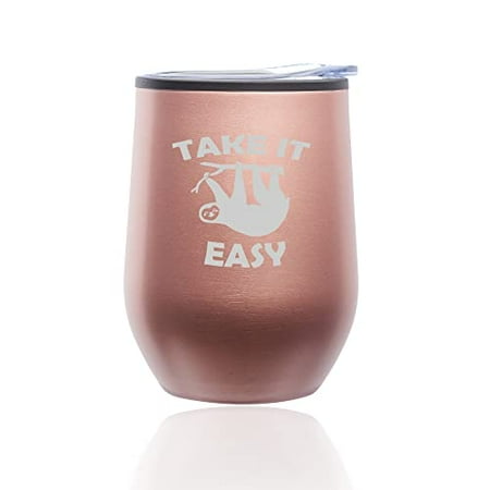 Stemless Wine Tumbler Coffee Travel Mug Glass with Lid Take It Easy Sloth Funny (Rose Gold)
Stemless Wine Tumbler Coffee Travel Mug Glass with Lid Take It Easy Sloth Funny (Rose Gold)