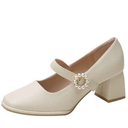 Women‘s Block Heel Mary Jane Solid Color Faux Pearl Strap Square Heel Shoes Square Toe High Heels
Women‘s Block Heel Mary Jane Solid Color Faux Pearl Strap Square Heel Shoes Square Toe High Heels