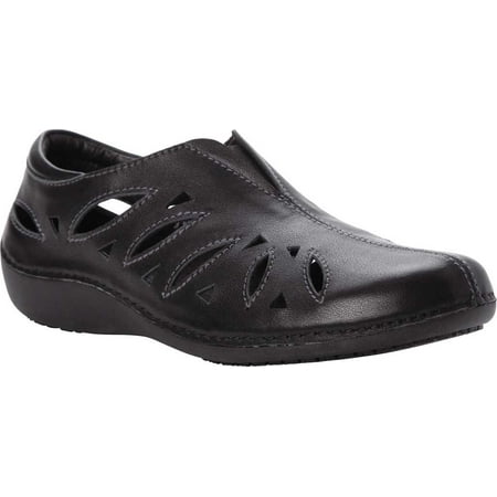 Women s Propet Cami Cutout Slip On Sneaker Black Full Grain Leather 10 2A